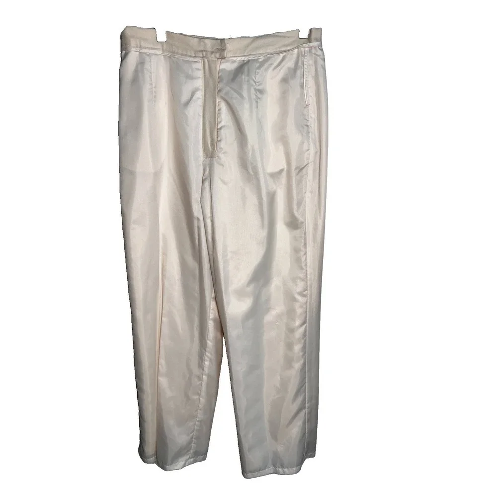 Talbots‎ Women's Size 12 Petite 100% Silk Poly Line High-Rise Cream Three Pocket